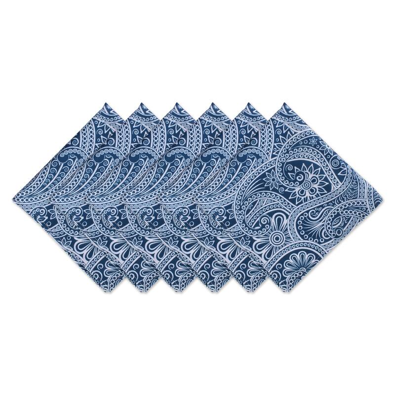 DII Blue Paisley Print Outdoor Napkin Set/6