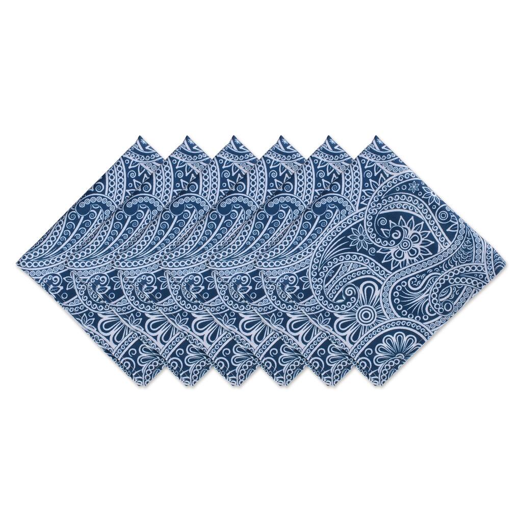 DII Blue Paisley Print Outdoor Napkin Set/6