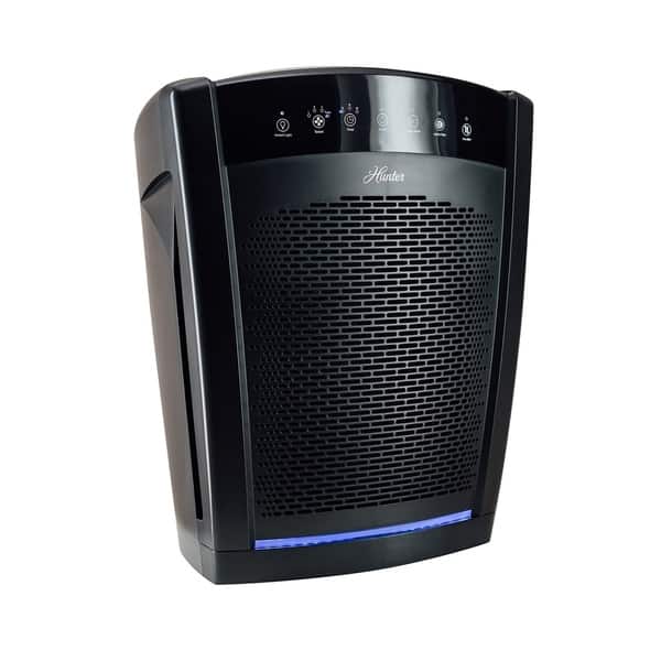 slide 2 of 15, Hunter Whole Home True HEPA Large Console Air Purifier Black