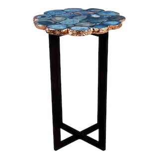 Aurelle Home Modern Blue Agate Live Edge Accent Table - 14" Wide x 24" High