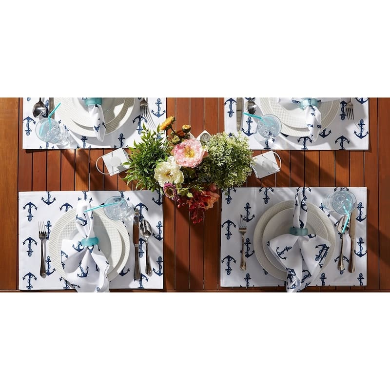 DII Blue Paisley Print Outdoor Placemat Set/6