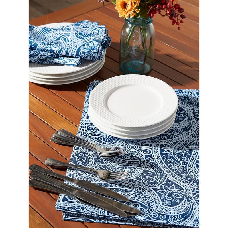DII Blue Paisley Print Outdoor Placemat Set/6