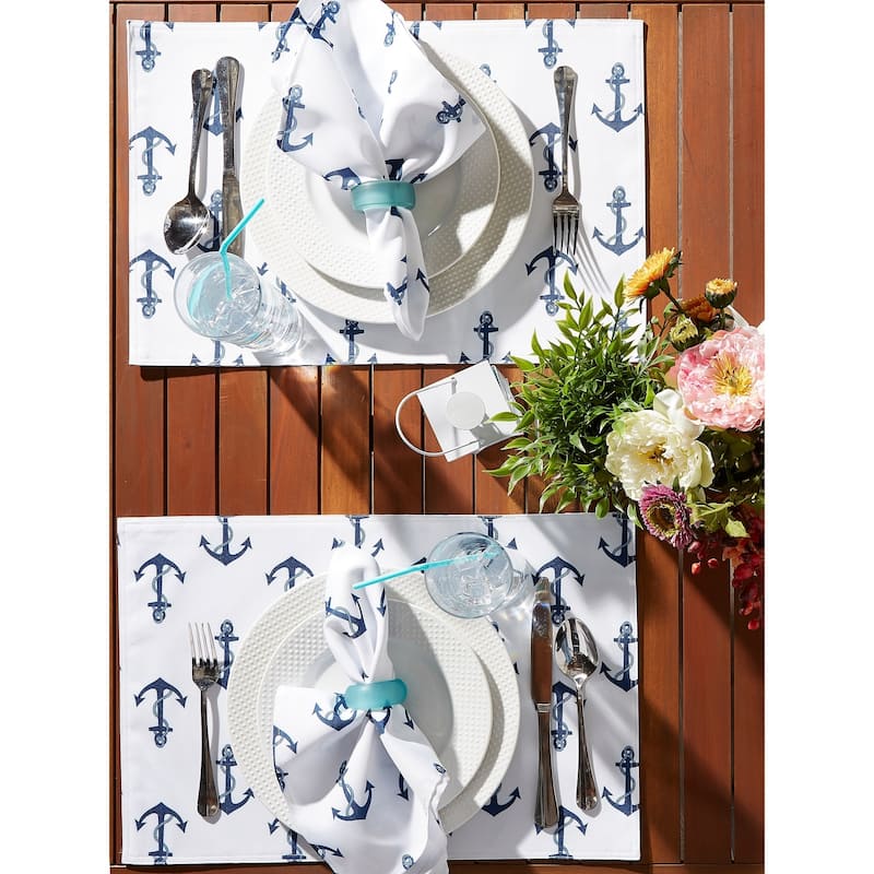 DII Blue Paisley Print Outdoor Placemat Set/6
