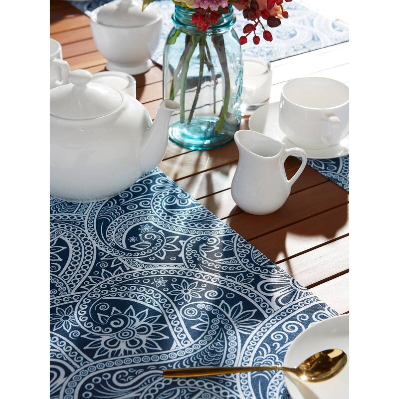 DII Blue Paisley Print Outdoor Placemat Set/6