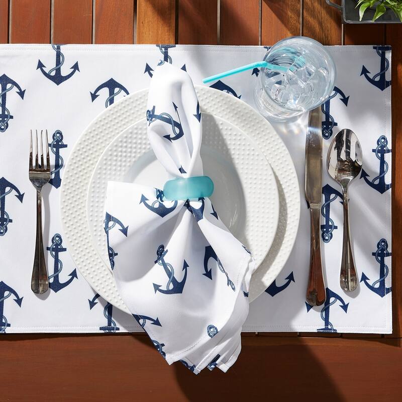 DII Blue Paisley Print Outdoor Placemat Set/6