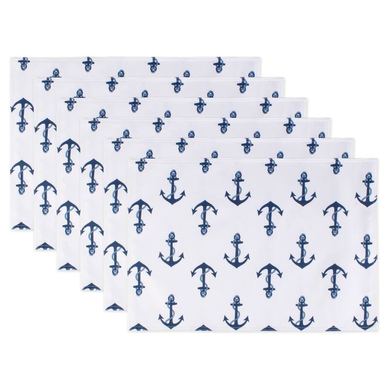 DII Blue Paisley Print Outdoor Placemat Set/6