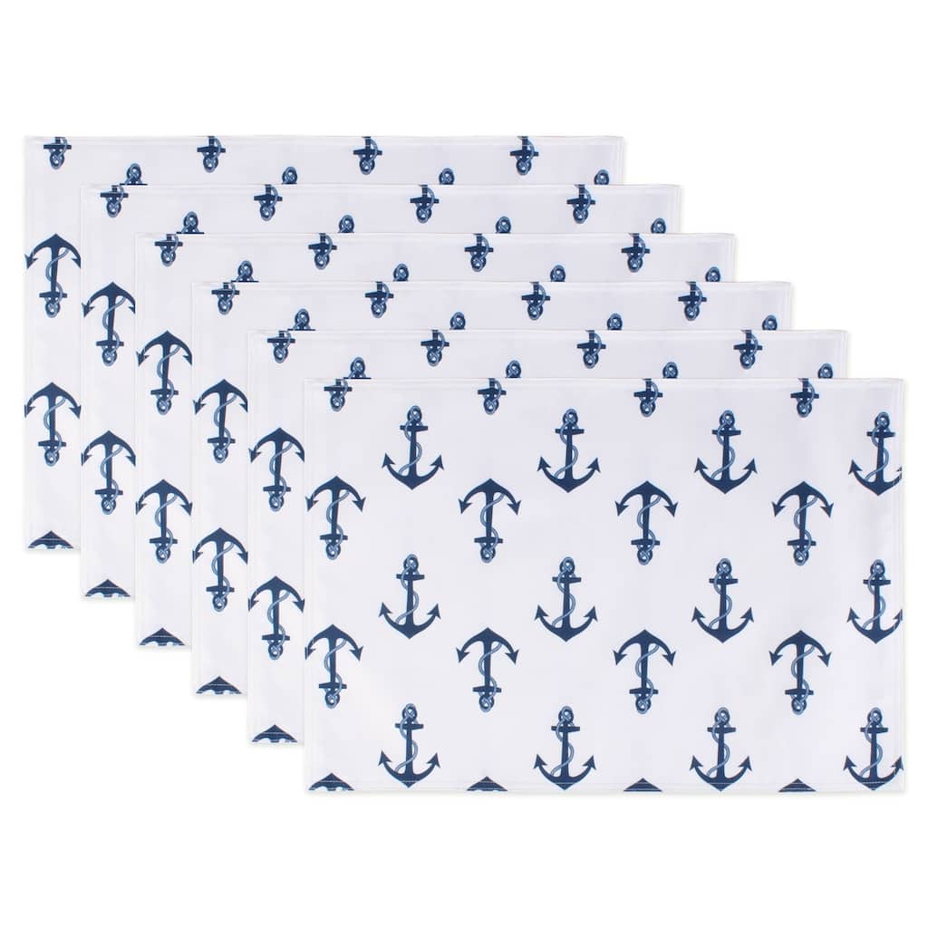 DII Blue Paisley Print Outdoor Placemat Set/6