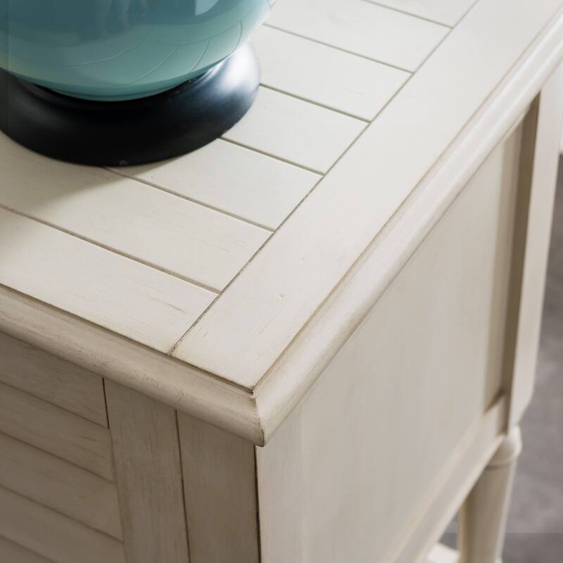 Louvered Charging Door Nightstand Side Table Cabinet