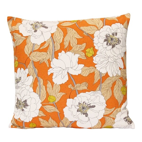 Stratton Home Decor Vintage Orange Floral 18" Square Pillow