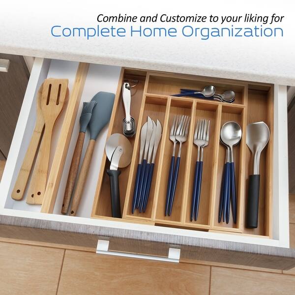Shop Sleekdine Bamboo Expandable Drawer Organizer 6 Bamboo