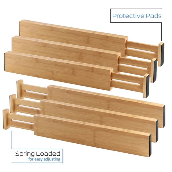 Shop Sleekdine Bamboo Expandable Drawer Organizer 6 Bamboo