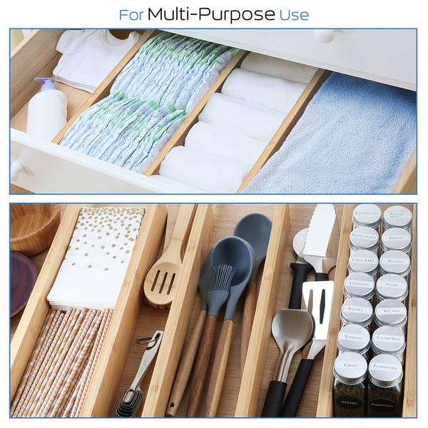 Shop Sleekdine Bamboo Expandable Drawer Organizer 6 Bamboo