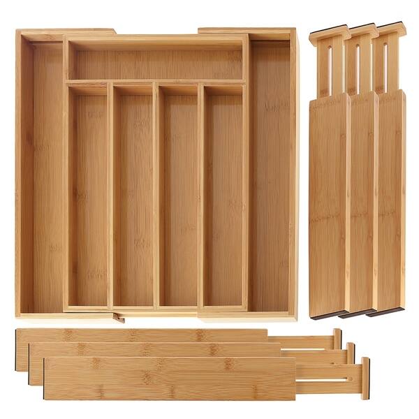 Shop Sleekdine Bamboo Expandable Drawer Organizer 6 Bamboo