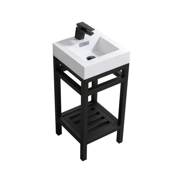 Cisco 16" Stainless Steel Console w/ White Acrylic Sink - Matte Black