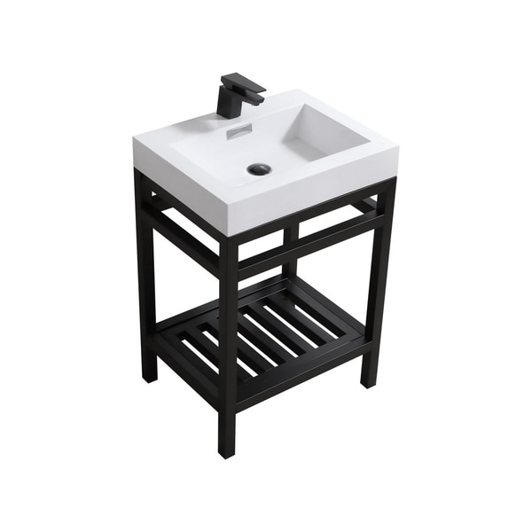 Cisco 24" Stainless Steel Console w/ White Acrylic Sink - Matte Black
