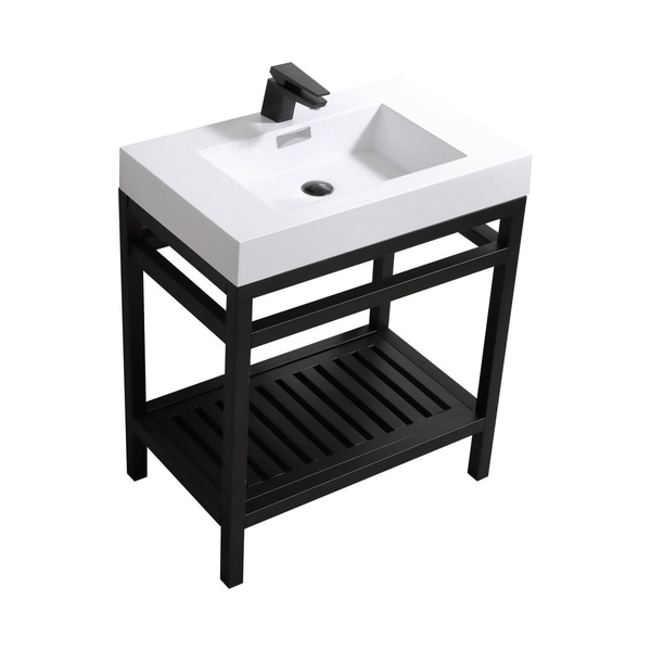 Cisco 30" Stainless Steel Console w/ White Acrylic Sink - Matte Black