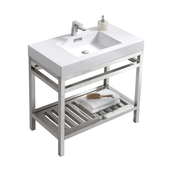 Cisco 36" Stainless Steel Console w/ White Acrylic Sink - Chrome