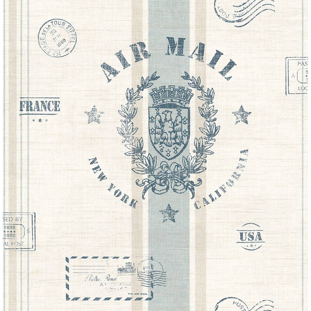 Matte Earhart Stripe Wallpaper, 32.81 feet long X 20.5 inchs Wide, Navy and White