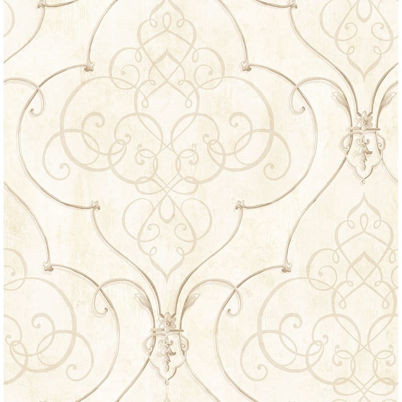 Matte Fremont Damask Wallpaper, 32.81 feet long X 20.5 inchs Wide, Navy and Platinum