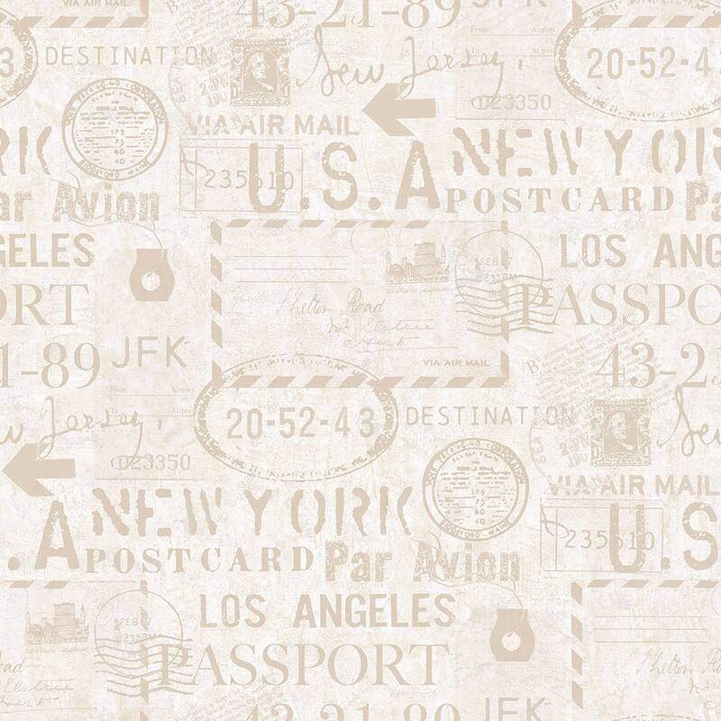 Matte Earhart Labels Wallpaper, 27 feet long X 27 inchs Wide, Navy and White