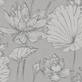 Metallic Lotus Floral Wallpaper, 27 feet long X 27 inchs Wide, Metallic ...