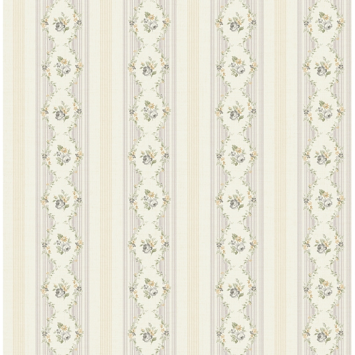 Metallic Floral Stripe Wallpaper, 32.81 feet long X 20.5 inchs Wide,  Metallic Pearl, Powder Blue, & Blush