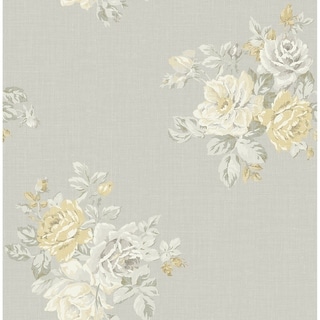 Overstock Metallic  Rose Bouquet Wallpaper, 32.81 feet long X 20.5 inchs Wide, Metallic Pearl, Blush, and Gold (Gray, Gold, and Eucalyptus)