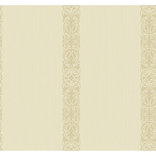 Overstock Glitter Filigree Stripe Wallpaper, 27 feet long X 27 inchs Wide, Champagne and Pearl (Pearl and Gold)