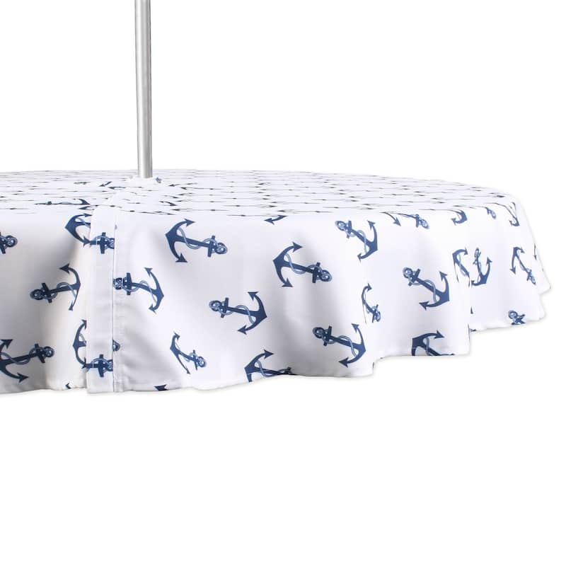 DII Anchors Print Outdoor Tablecloth 60x120 - 60 Round with Zipper - Anchor