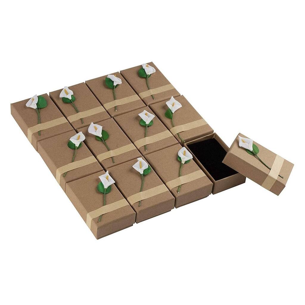 24 Small Jewelry Gift Boxes with Floral Design for Ring Pendant Necklace Display