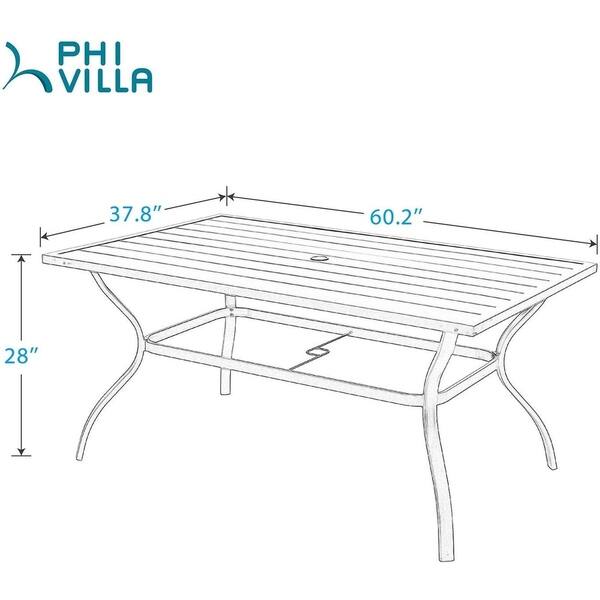 Shop Black Friday Deals On Outdoor Metal Dining Table Garden 6 Person Umbrella Table For Lawn Patio Pool Sturdy Steel 1 Table Overstock 30272830