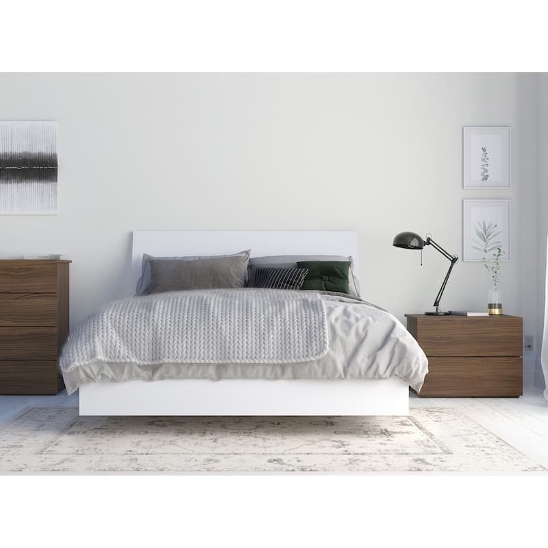 Nexera Solstice 3-Piece Bedroom Set, Walnut & White - Full