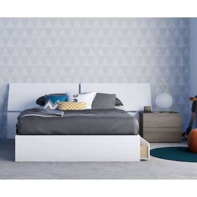 Nexera Origin 3 Piece Bedroom Set, Bark Grey & White