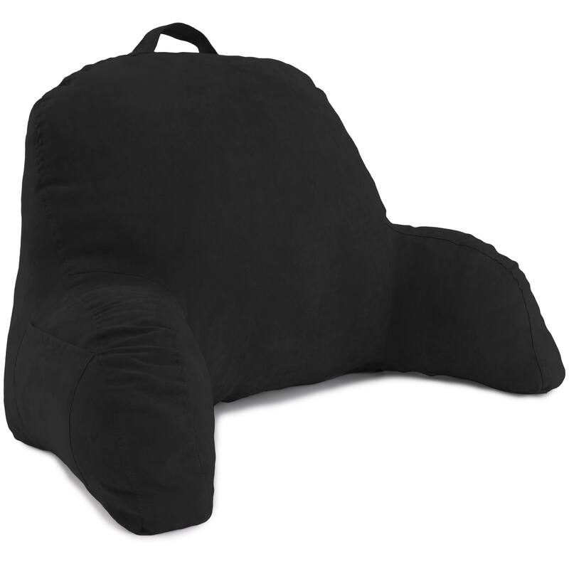 Microsuede Bed Rest - Reading and Bed Rest Lounger - Bed Pillow - Black
