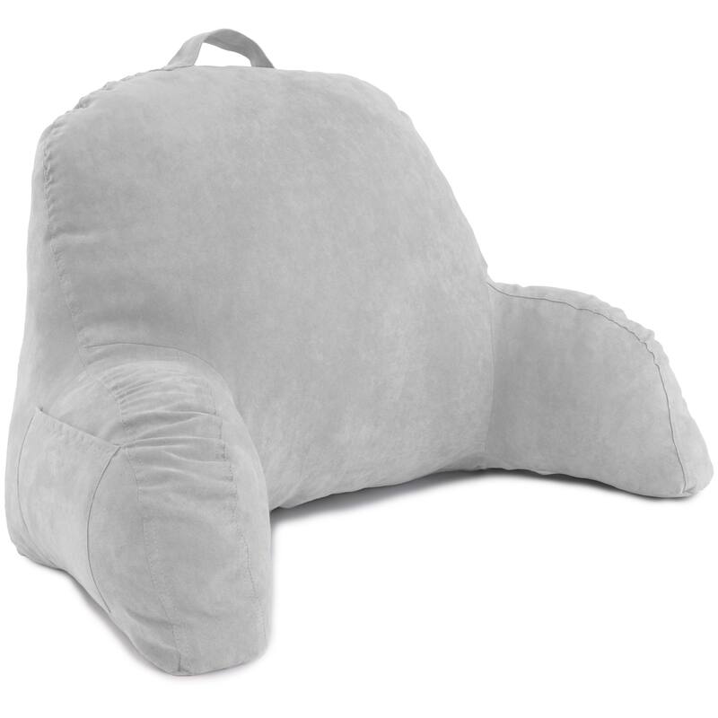 Microsuede Bed Rest - Reading and Bed Rest Lounger - Bed Pillow - Gray