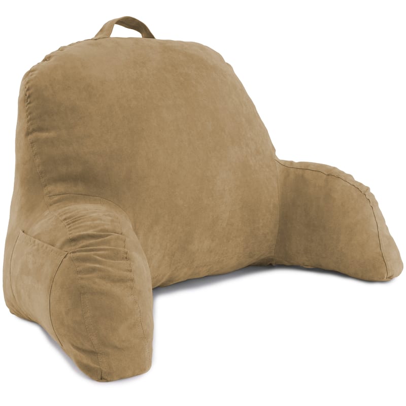 Microsuede Bed Rest - Reading and Bed Rest Lounger - Bed Pillow - Taupe