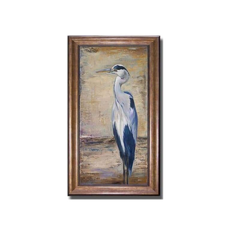 Blue Heron II by Patricia Pinto Bronze-Gold Framed Canvas Art (28 in x 16 in Framed Size)