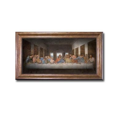 The Last Supper by Leonardo da Vinci Bronze-Gold Framed Canvas Art (16 in x 28 in Framed Size)