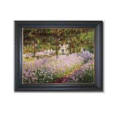 Artist's Garden at Giverny by Claude Monet Black & Gold Framed Canvas Art (22 in x 28 in Framed Size)