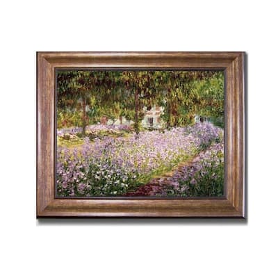 Artist's Garden at Giverny by Claude Monet Bronze-Gold Framed Canvas Art (22 in x 28 in Framed Size)