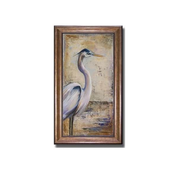 Blue Heron I By Patricia Pinto Bronze-gold Framed Canvas Art (28 In X 