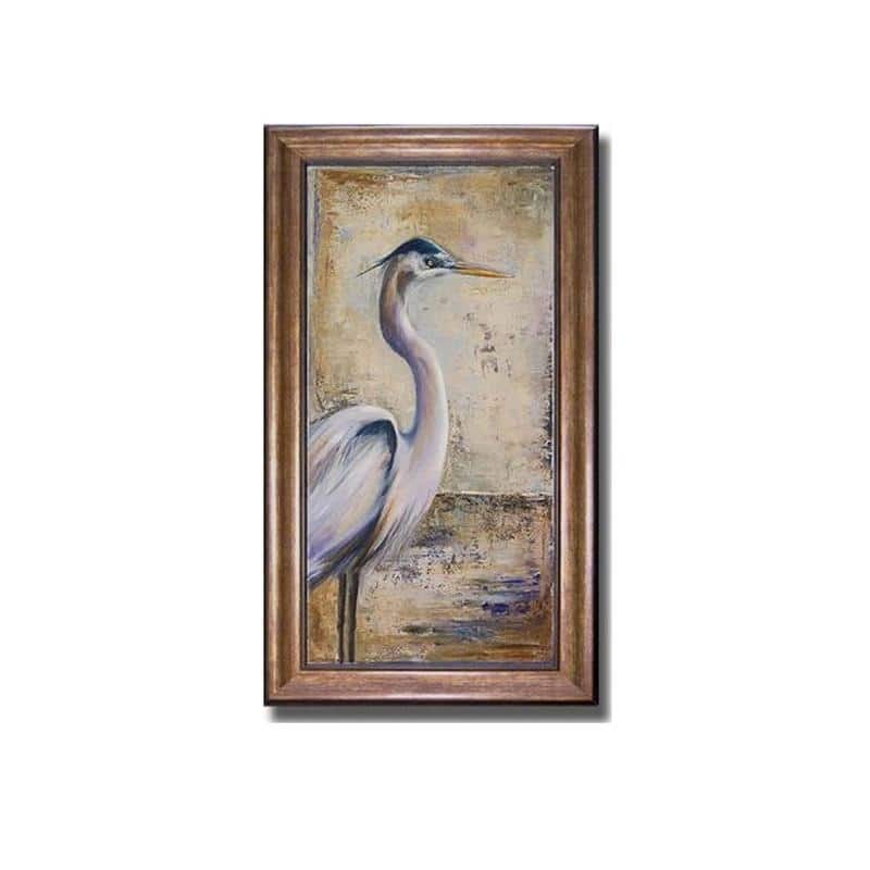 Blue Heron I by Patricia Pinto Bronze-Gold Framed Canvas Art (28 in x 16 in Framed Size)