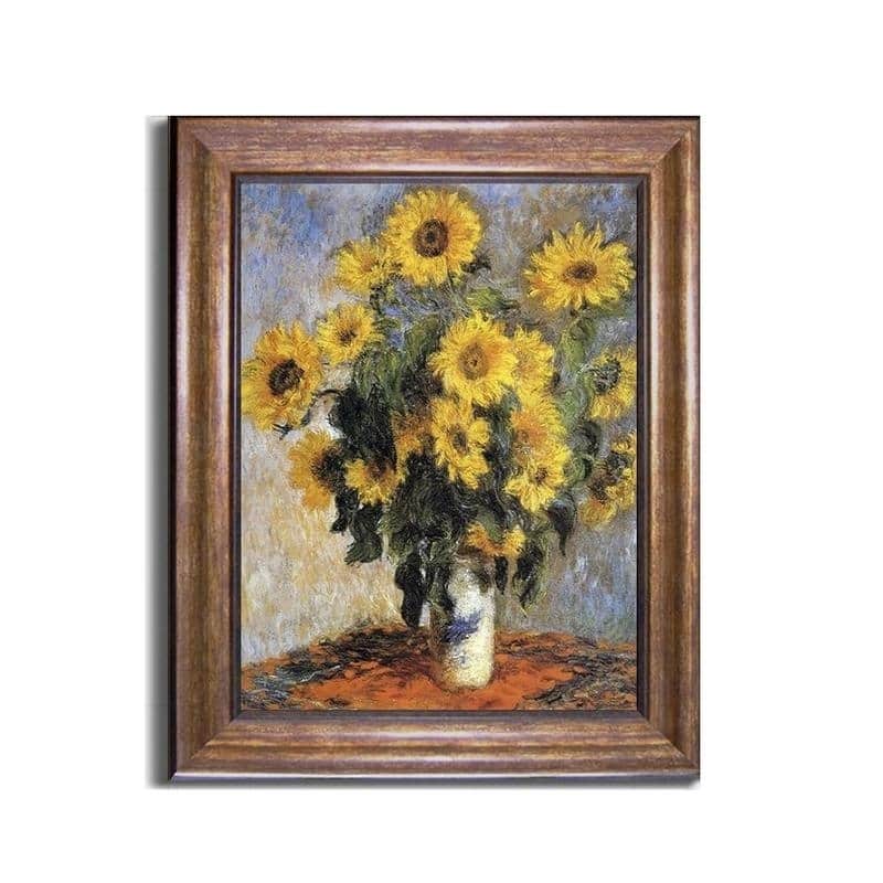 Bouquet of Sunflowers, 1880 by Claude Monet Bronze-Gold Framed Canvas Art (24 in x 20 in Framed Size)