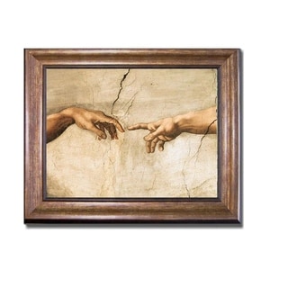 Creation of Adam (Detail) by Michelangelo Black & Gold Framed Canvas ...