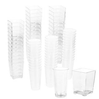 72-Piece Plastic 3oz Shot Glass and 5oz Square Dessert Cup for Parties
