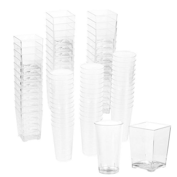 slide 2 of 9, 72-Piece Plastic 3oz Shot Glass and 5oz Square Dessert Cup for Parties