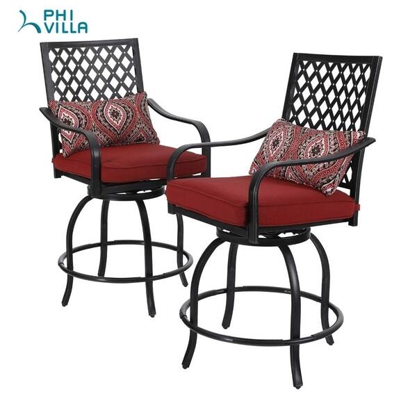 Shop Phi Villa Outdoor Extra Wide Height Swivel Bar Stools Arms