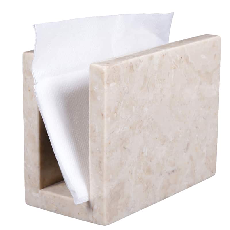 Creative Home Genuine Champagne Marble Napkin Holder, Beige