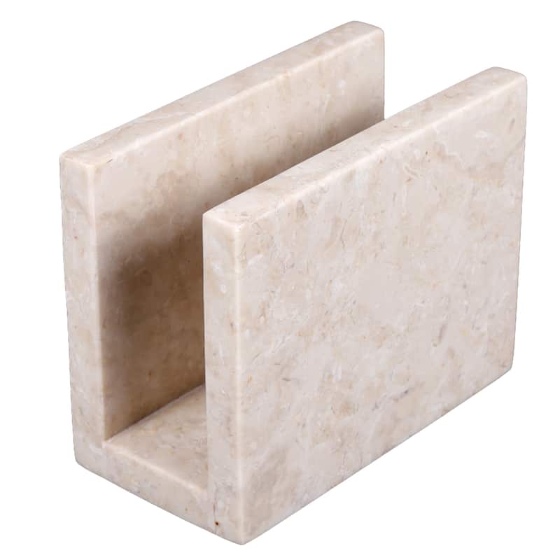 Creative Home Genuine Champagne Marble Napkin Holder, Beige