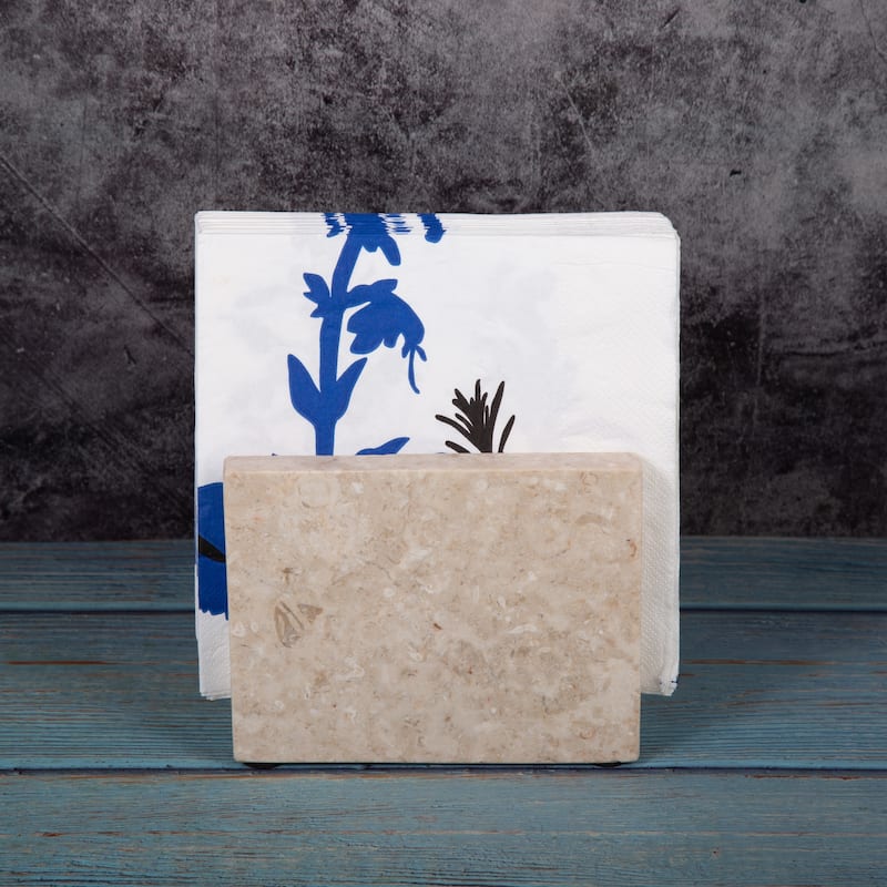Creative Home Genuine Champagne Marble Napkin Holder, Beige